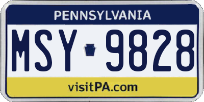 PA license plate MSY9828