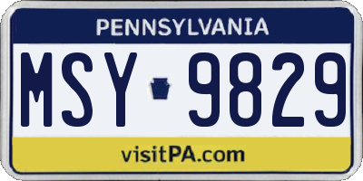 PA license plate MSY9829