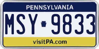 PA license plate MSY9833