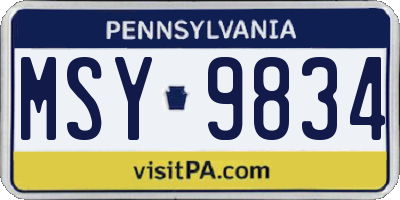 PA license plate MSY9834