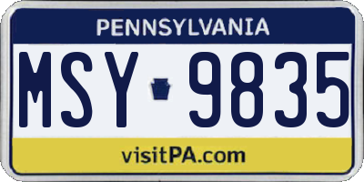 PA license plate MSY9835