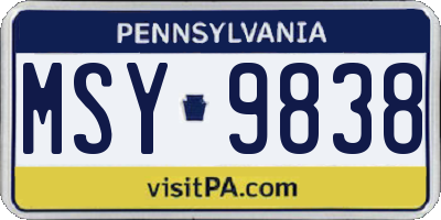 PA license plate MSY9838