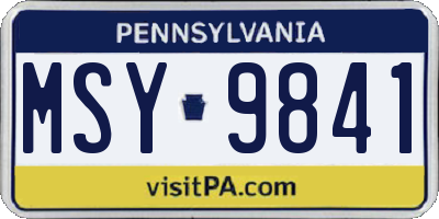 PA license plate MSY9841