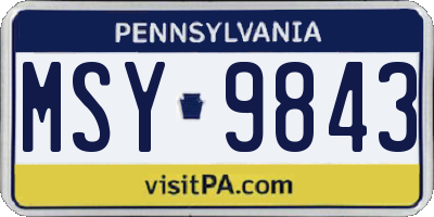 PA license plate MSY9843