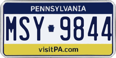 PA license plate MSY9844