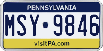 PA license plate MSY9846