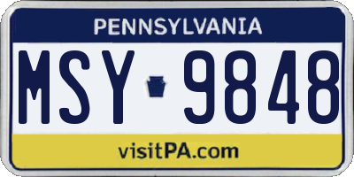PA license plate MSY9848