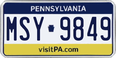 PA license plate MSY9849