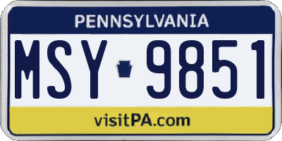 PA license plate MSY9851