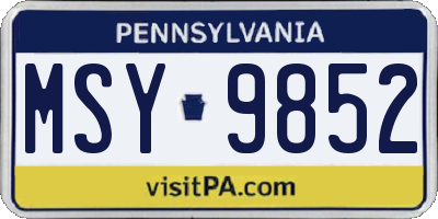 PA license plate MSY9852