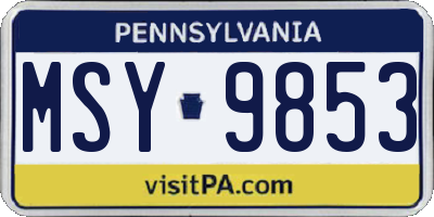 PA license plate MSY9853