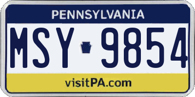 PA license plate MSY9854