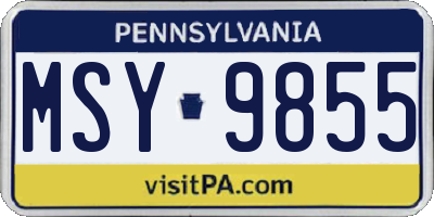 PA license plate MSY9855