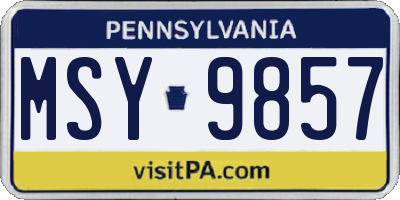 PA license plate MSY9857