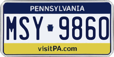PA license plate MSY9860