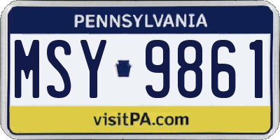 PA license plate MSY9861