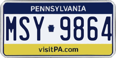 PA license plate MSY9864
