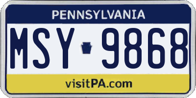 PA license plate MSY9868