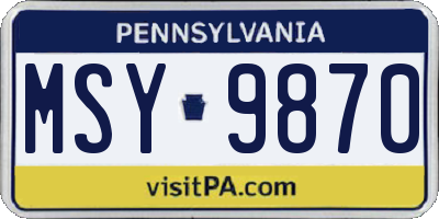 PA license plate MSY9870