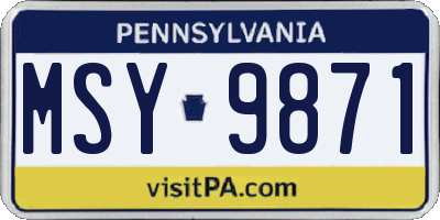 PA license plate MSY9871