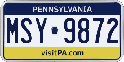 PA license plate MSY9872