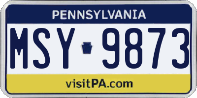 PA license plate MSY9873