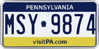 PA license plate MSY9874