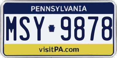 PA license plate MSY9878