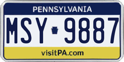 PA license plate MSY9887