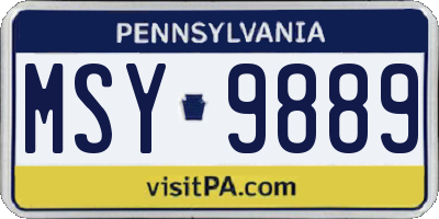 PA license plate MSY9889