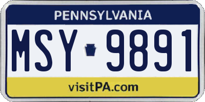 PA license plate MSY9891