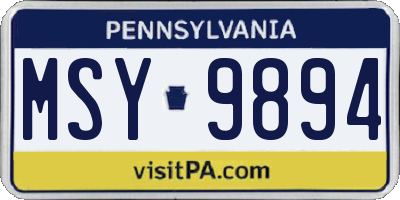 PA license plate MSY9894