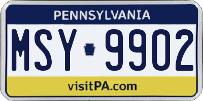 PA license plate MSY9902