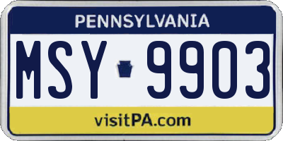 PA license plate MSY9903