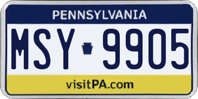 PA license plate MSY9905