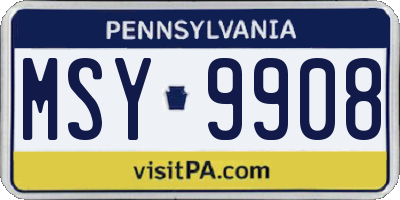 PA license plate MSY9908