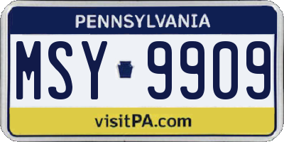 PA license plate MSY9909