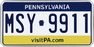 PA license plate MSY9911