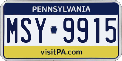 PA license plate MSY9915