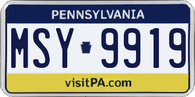 PA license plate MSY9919