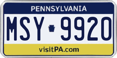 PA license plate MSY9920