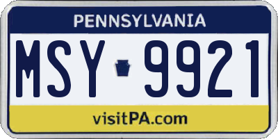 PA license plate MSY9921