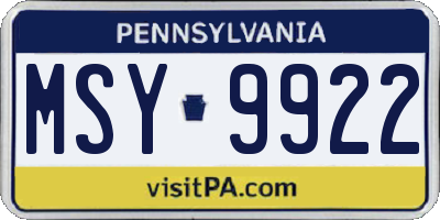 PA license plate MSY9922