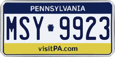 PA license plate MSY9923