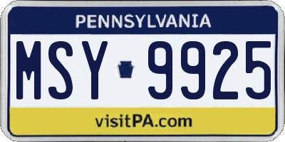 PA license plate MSY9925