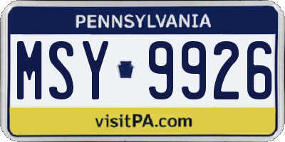 PA license plate MSY9926