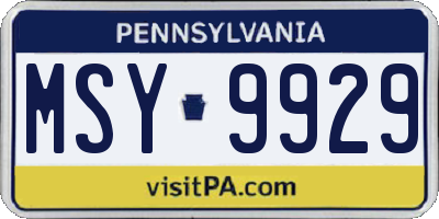 PA license plate MSY9929
