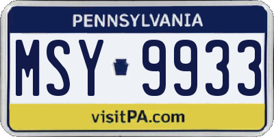 PA license plate MSY9933