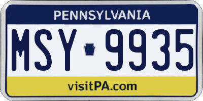 PA license plate MSY9935