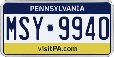 PA license plate MSY9940